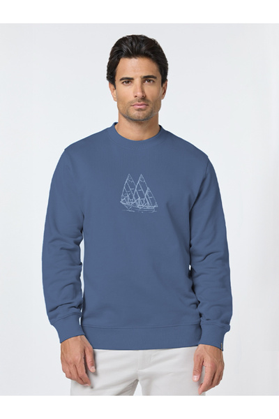 Mannerism The Calm Blue Cotton Sweatshirt with Relaxed Fit