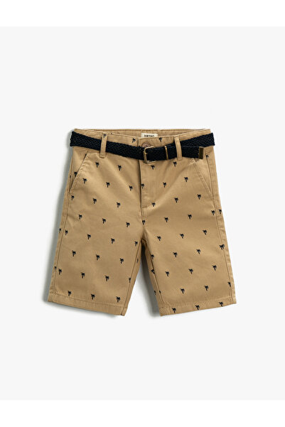 Koton Šortky s palmovým potiskem s páskem, bavlna nad kolena