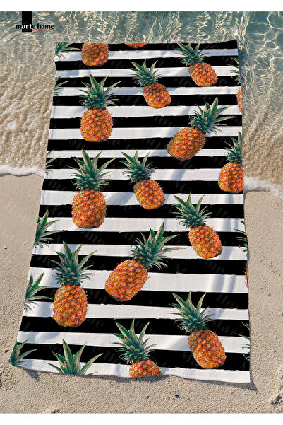 Marte Home منشفة الشاطئ المطبوعة بشريط الأناناس