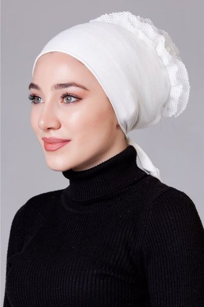 nanak كريم (إكرو - أوف وايت) غطاء ليكرا مكشكش مانع للانزلاق