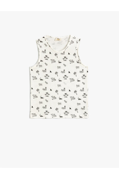 Koton Palm Tree Printed Athlete Crew Neck Cotton