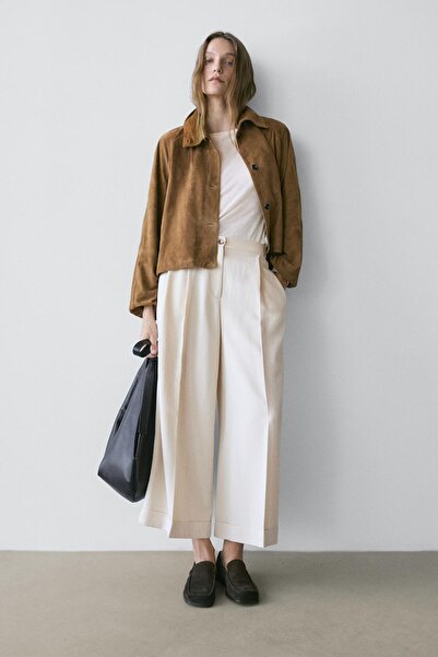 Massimo Dutti Kıvrık paçalı dökümlü pantolon