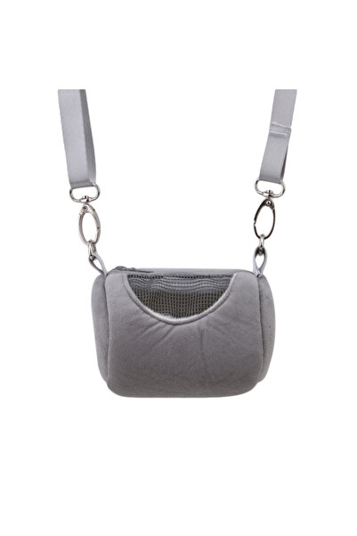 Choice حقيبة كتف رمادية اللون على شكل قفص للحيوانات الأليفة، بتصميم أسطواني، ...