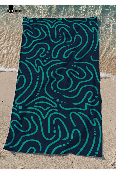 Marte Home رسم الشعار الأخضر - منشفة الشاطئ المطبوعة