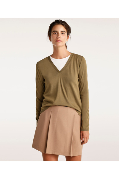 Yargıcı الخامس الرقبة طويلة الأكمام تريكو