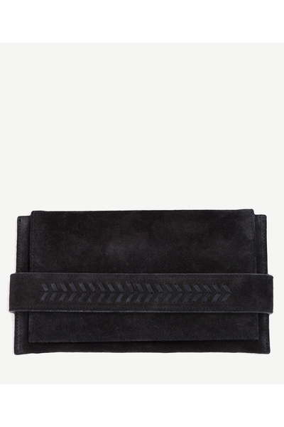 Yargıcı Leather Suede Knitted Detailed Clucth