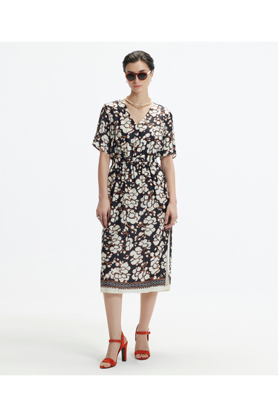 Yargıcı V-Neck Short Sleeve Midi Dress