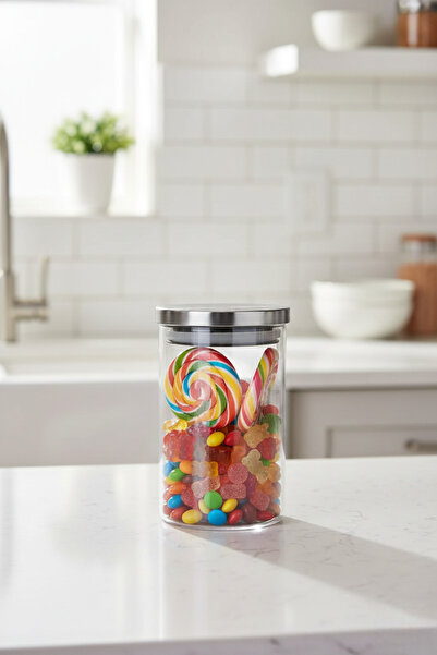 Tomurcukhome Borosilikat Cam Kavanoz Metal Kapaklı Silikon Contalı 8,5*15 cm