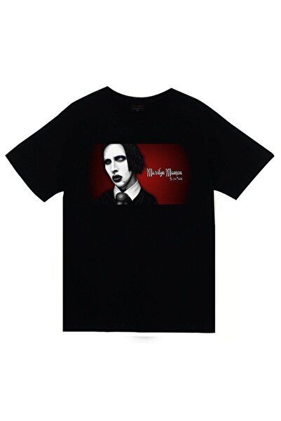 fame-stoned Marilyn Manson Štampano Unisex 100% pamuk Crna T-shirt