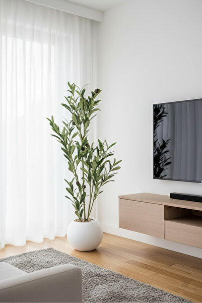 co arma شجرة صناعية محاكة للزيتون الطببيعي بمركن ابيض 85 سم