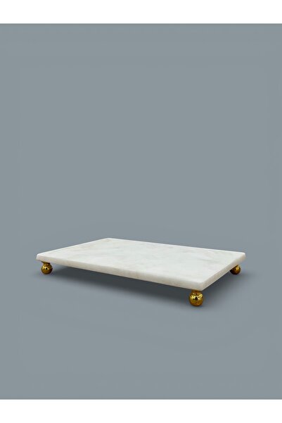 FARALYAHOME صينية عرض بأرجل ذهبية مطرزة بالرخام مقاس 27 × 17 سم