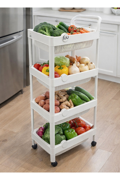 ALQANNAS Plastic Vegetable Storage Rack with Removable Baskets | 4-Tier | Hig...