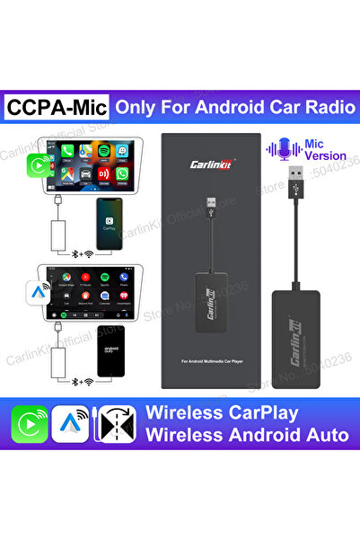 Choice نظام CarPlay اللاسلكي للسيارات بنظام Android مع ميكروفون CarlinKit CCP...