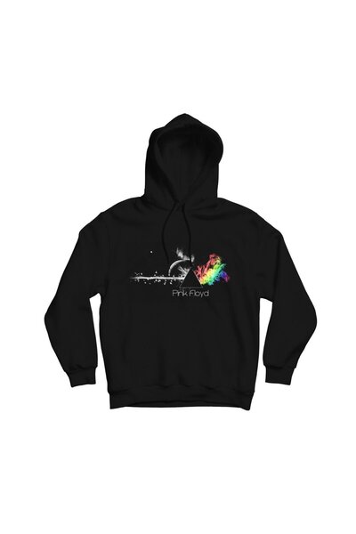 fame-stoned Pink Floyd Printed Hooded Sweatshirt