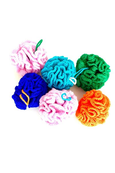 Pafuli Hand Knitted Sustainable 100% Acrylic Mixed Curly Bath Loofah