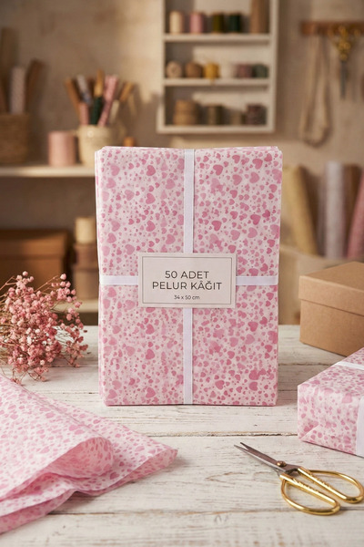 Pusula Marketim Lüks Kalpli Pelur Kağıt - Özel Tasarım Hediye ve Ambalaj Kağıdı