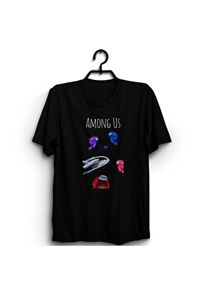 fame-stoned Among Us, igra Štampano unisex 100% pamuk crna T-shirt