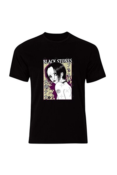 fame-stoned Tricou negru unisex 100% bumbac cu imprimeu anime Nana Character ...