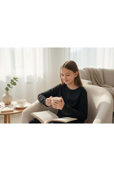 RYZE ÇOCUK basic Tricou cu mânecă lungă cu gât turnut TS tricou negru