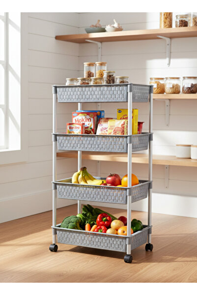 ALQANNAS Plastic Vegetable Storage Rack with Aluminum Rod | 4-Tier | High Qua...