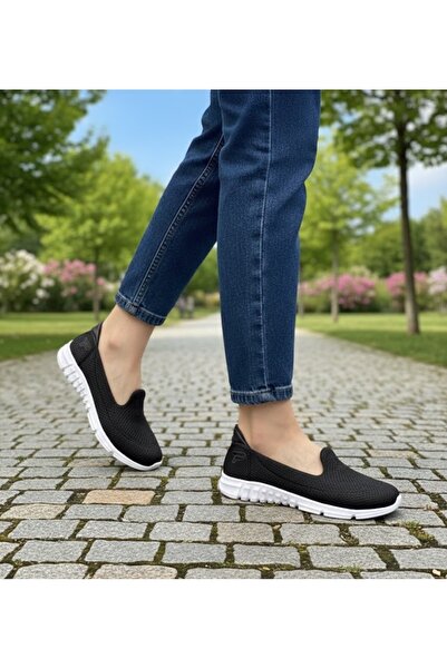 Afilli Дамски черно-бели ежедневни маратонки за майки без връзки, удобни и ле...