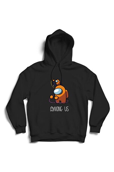 fame-stoned Unisex crna majica iz igre Among Us Štampano Sa kapuljačom