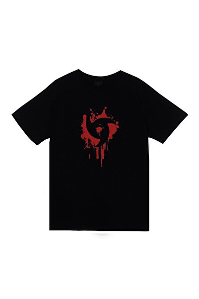 fame-stoned Mangekyu Sharingan Anime Štampano Unisex 100% pamuk Crna T-shirt