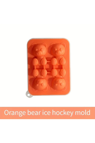 Choice قالب مكعبات ثلج على شكل دب لطيف برتقالي اللون - قالب سيليكون مرن وآمن ...