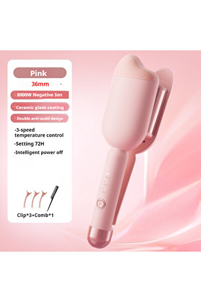 Choice مكواة تجعيد الشعر الكهربائية ذات المقبس باللون الوردي من الاتحاد الأور...