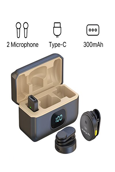 DEANB 2'li Kablosuz Yaka Mikrofonu Type-c Giriş Telefon Uyumlu Wirelees Yayın...