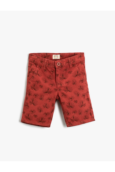 Koton Çiçek Baskılı Şort Diz Üstü Cepli Pamuklu