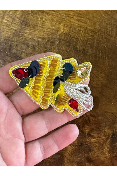 Gönülden Tasarım Boncuklu Taşlı Balık Arma Dikiş Aksesuarı 7x5 Cm