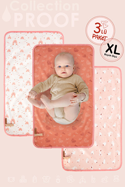 HAMUR Baby Proof 3-Piece Changing Mat, Liquid-Proof Protective Mat, Washable ...