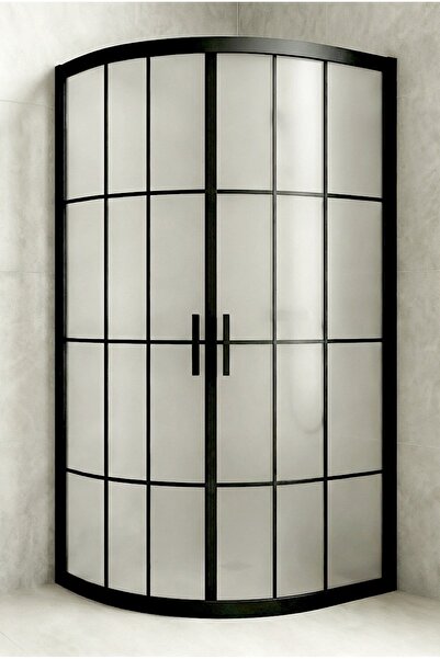 Durul Duşakabin Oval Siyah Çizgi Buzlu 5mm Yükseklik 190 Cm