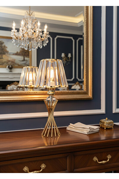 365GUNSERİSONU Modern Dekoratif Gold Metal Burgu Kristal Taşlı Kristal Konik ...