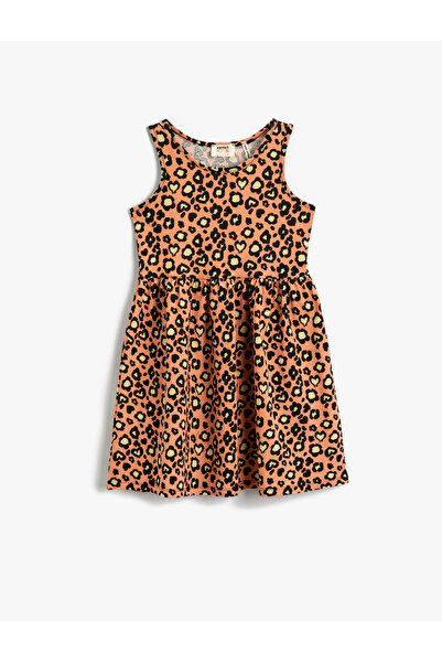 Koton Φόρεμα με λεοπάρ σχέδιο, αμάνικο, βαμβακερό