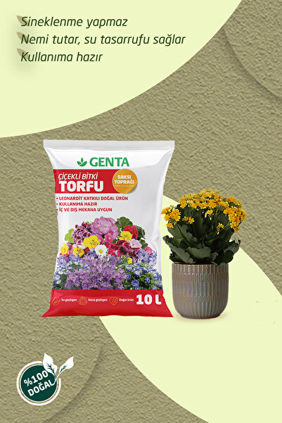 Genta Çiçekli Bitkiler Için Toprak Torf Çiçek Toprağı 10 Lt