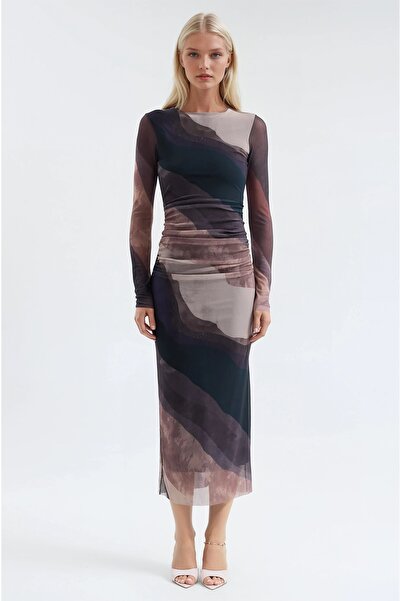 Lijuri Batik Patterned Tulle Dress 2977