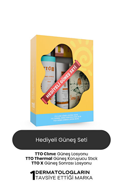 TTO 3’lü Hediyeli Güneş Bakım Seti Spf 50 Güneş Kremi Stick Güneş Sonrası Losyon