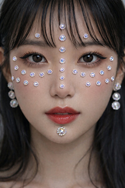 TAKIŞTIR Vücut Ve Yüz Taşı/ Beyaz Renk Taşlı Sticker