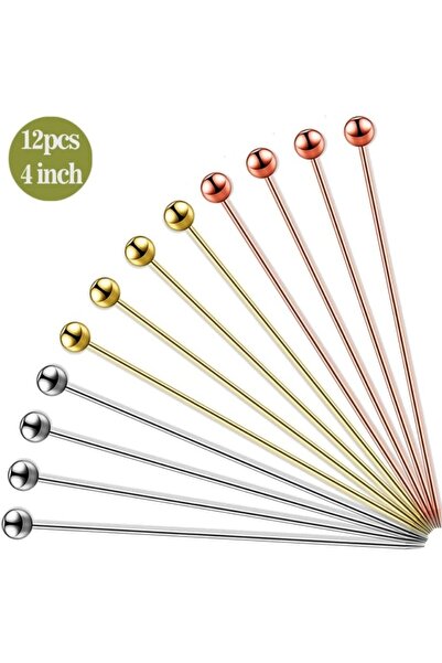 Choice 12 قطعة من أعواد الكوكتيل المصنوعة من الفولاذ المقاوم للصدأ بألوان متن...