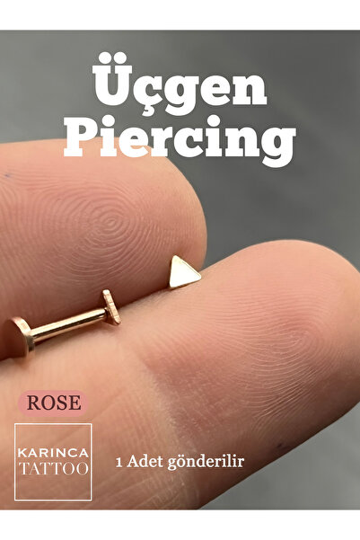 Karınca Piercing Minimal Üçgen Silver veya Rose Piercing Flat Conch Forward H...