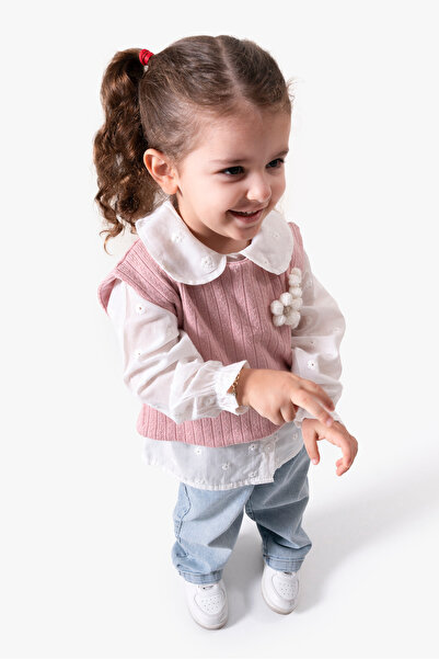 Jikko Baby Çiçekli Yelekli Bayramlık 3'lü Kız Takımı 9084