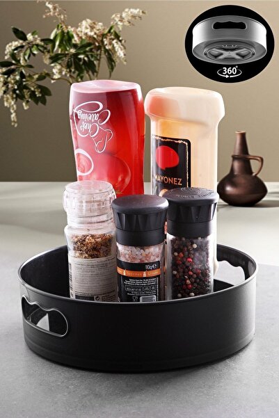 Nesto Home 360 Derece Dönen Banyo&buzdolabı Düzenleyici Tepsi Siyah