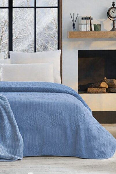 Özdilek Prestige Kalın Embos Çift Kişilik Battaniye (220x240)-Göl Mavi