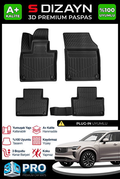 S Dizayn S-Dizayn Volvo XC90 Plug-IN 3D Pro Havuzlu Paspas 2024 Üzeri A+ Kali...