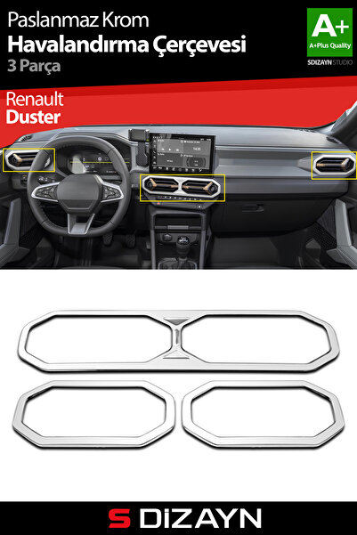 S Dizayn S-Dizayn Renault Duster Krom Havalandırma Çerçevesi 3 Prç. 2024 Üzer...