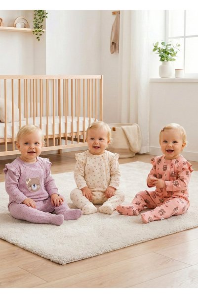 Babymod Three-Piece 100% Cotton Baby Girl Romper