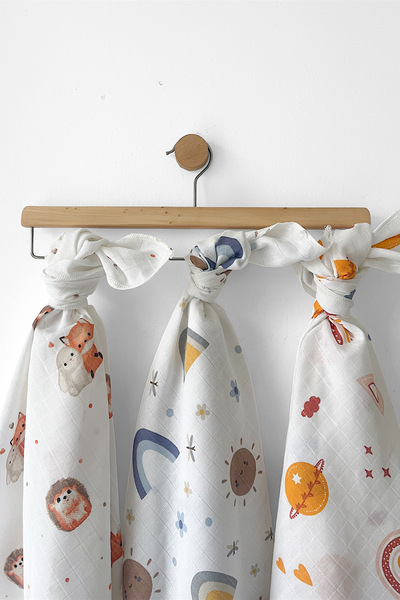 COOLMINIES Çok Amaçlı Müslin Örtü 3’lü Set, Müslin Yenidoğan Bebek Battaniyes...