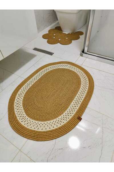 ModaCardin Χαλάκι μπάνιου και μπαλκονιού με κουκούλα δώρου με σχέδιο γιούτας